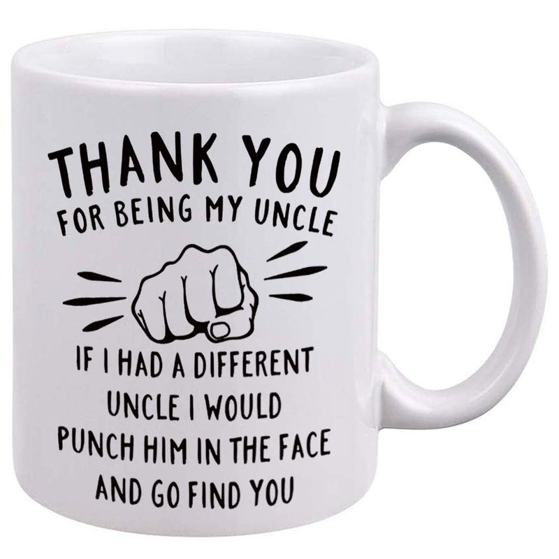 DQG CVT Best Uncle Gift - Thank You for Being My Uncle Funny Coffee Mug - Gag Gifts For Uncles - Cool Fathers Day Birthday Christmas Gift Ideas From Niece Nephew - Uncle's Novelty Tea Cup 11oz White - Image 1